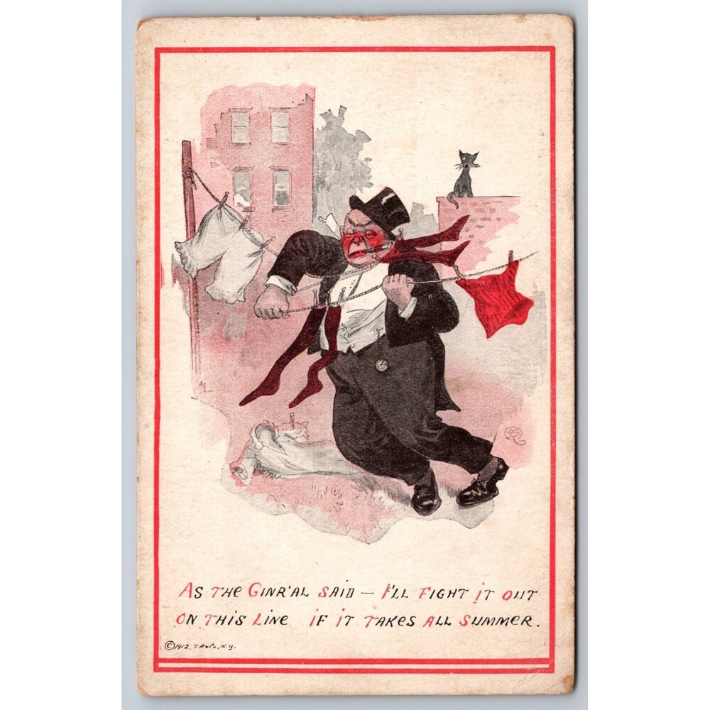Vintage 1912 Comic Postcard As The Ginr'l Said Clothesline Humor TP Co NY IL